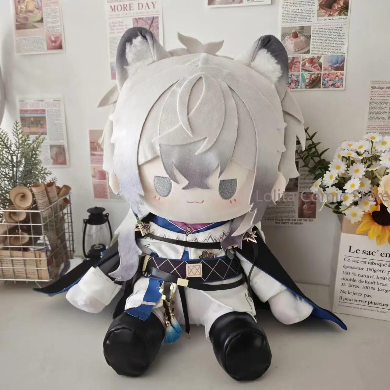 Arknights SilverAsh, la versión Reignfrost, muñeca de peluche de algodón de 40 cm, figura de dibujos animados, modelo de coleccionista, cojín decorativo.