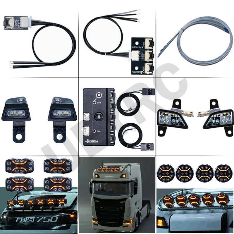 

JUWUBA RC Truck Roof Lights Lighting Control Board for 1/14 Tamiya SCANIA 770S R620 Volvo FH16 BENZ Arocs MAN TGX Car