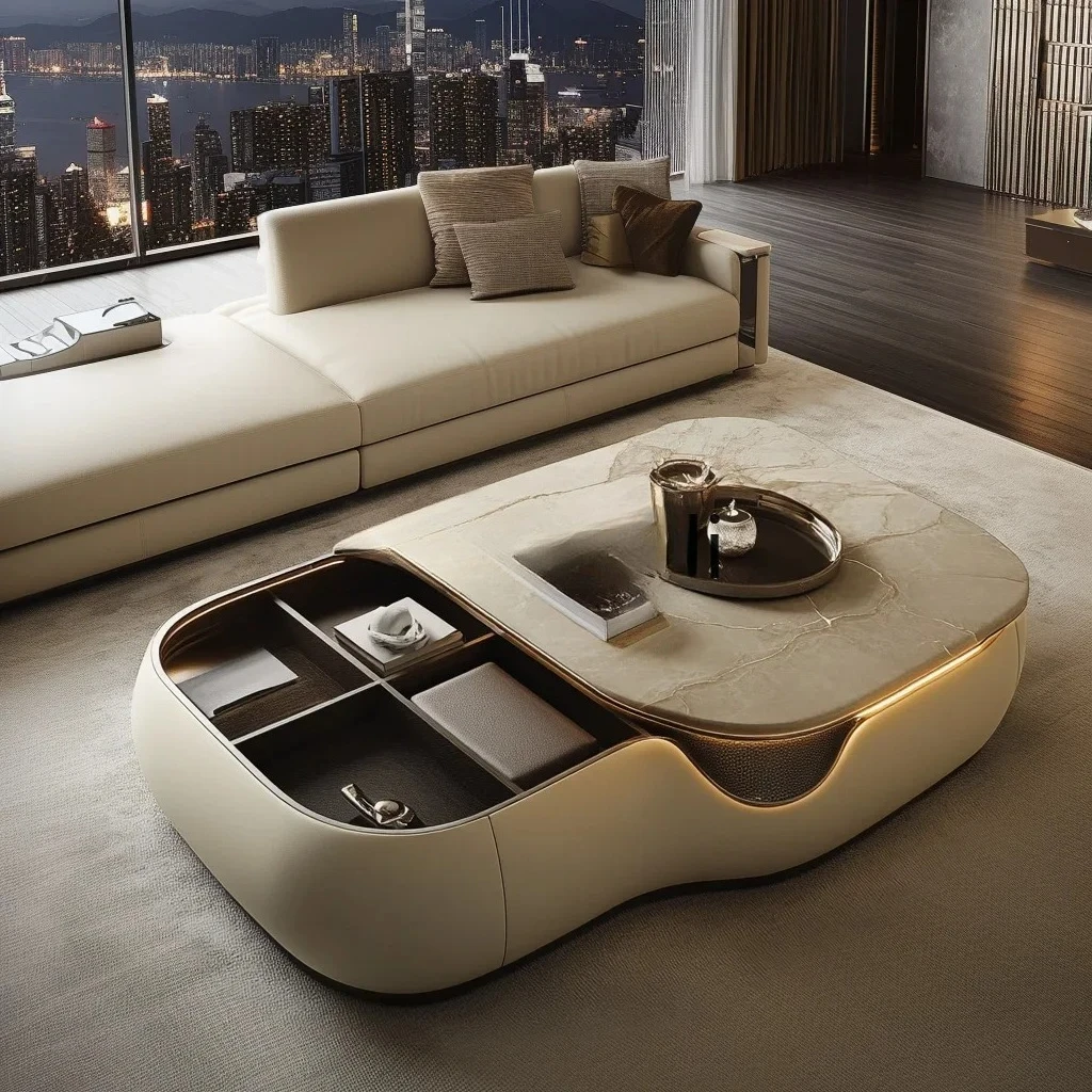 

G Square jade, modern coffee table, light luxury style, minimalist and high-quality living room, home furnishing