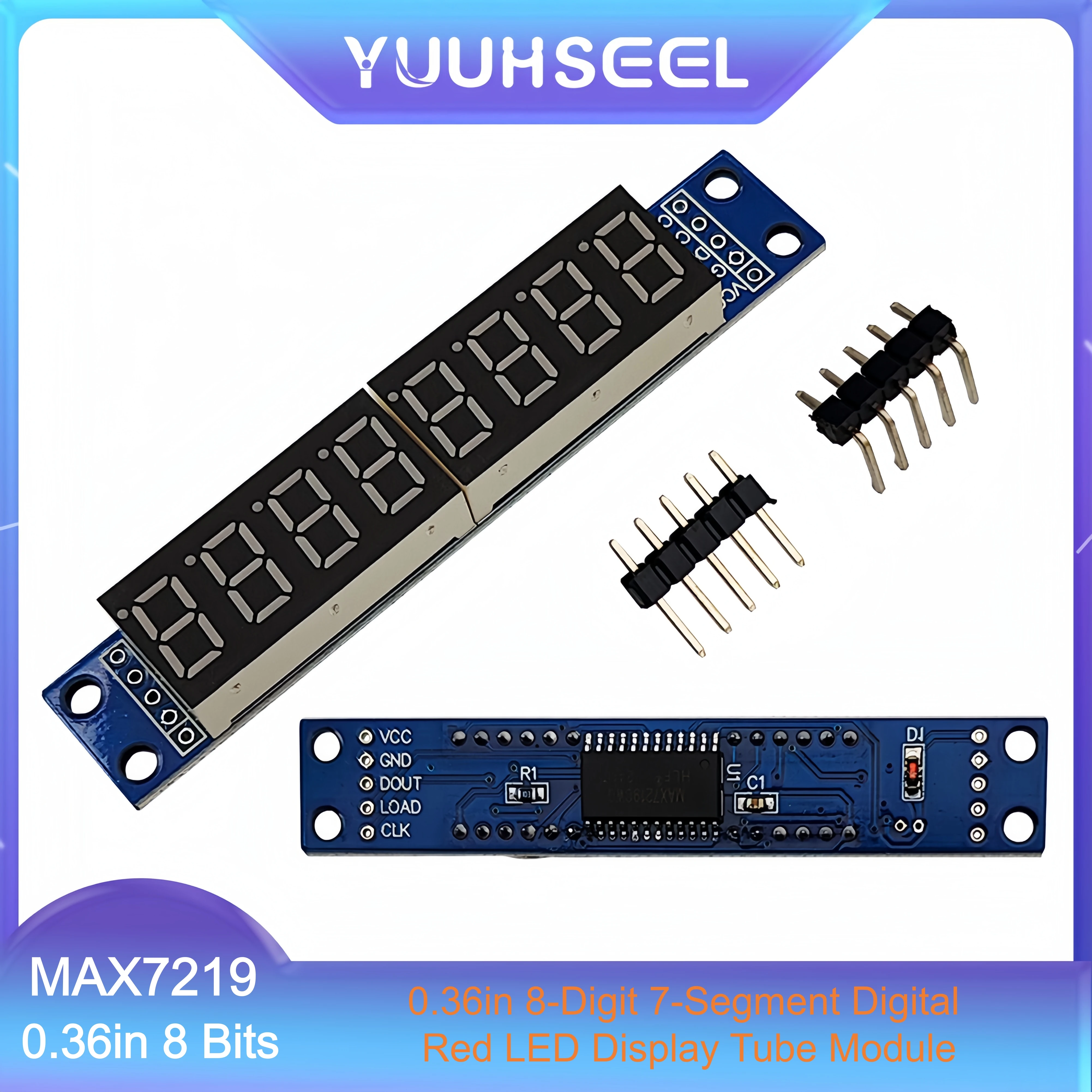 4PCS MAX7219 8-Digit 7-Segment Digital 0.36in 8 Bits Red LED Display Tube Module Segment Displays for Arduino 51/AVR/STM32