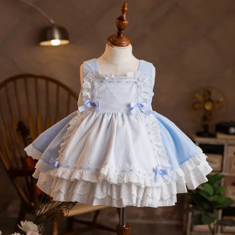 Girls Lolita childen's tutu dress sleepveless blue princess dress festive birthday clothes girls party dresses