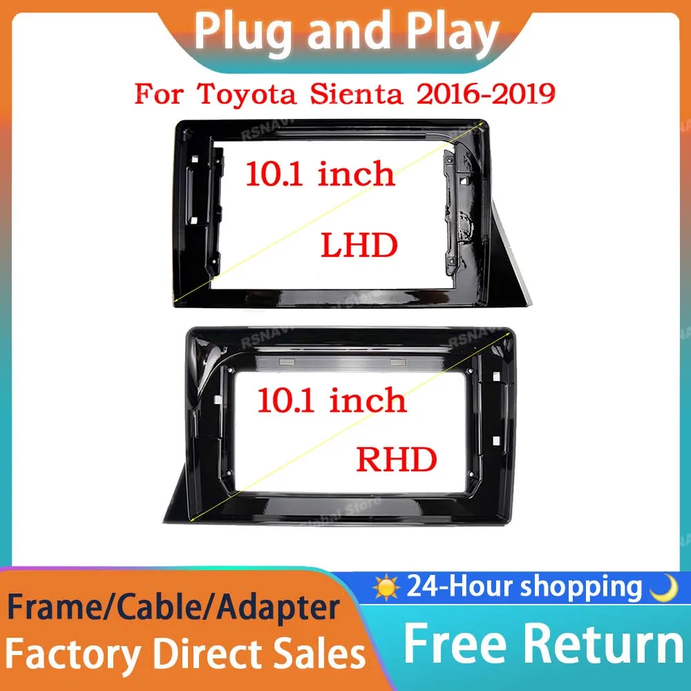 RSNAVI Car Stereo Audio 10.1 INCH Big Screen Fascia Frame For Toyota Sienta 16-19 2Din Dash Fitting Panel Frame Installation Kit