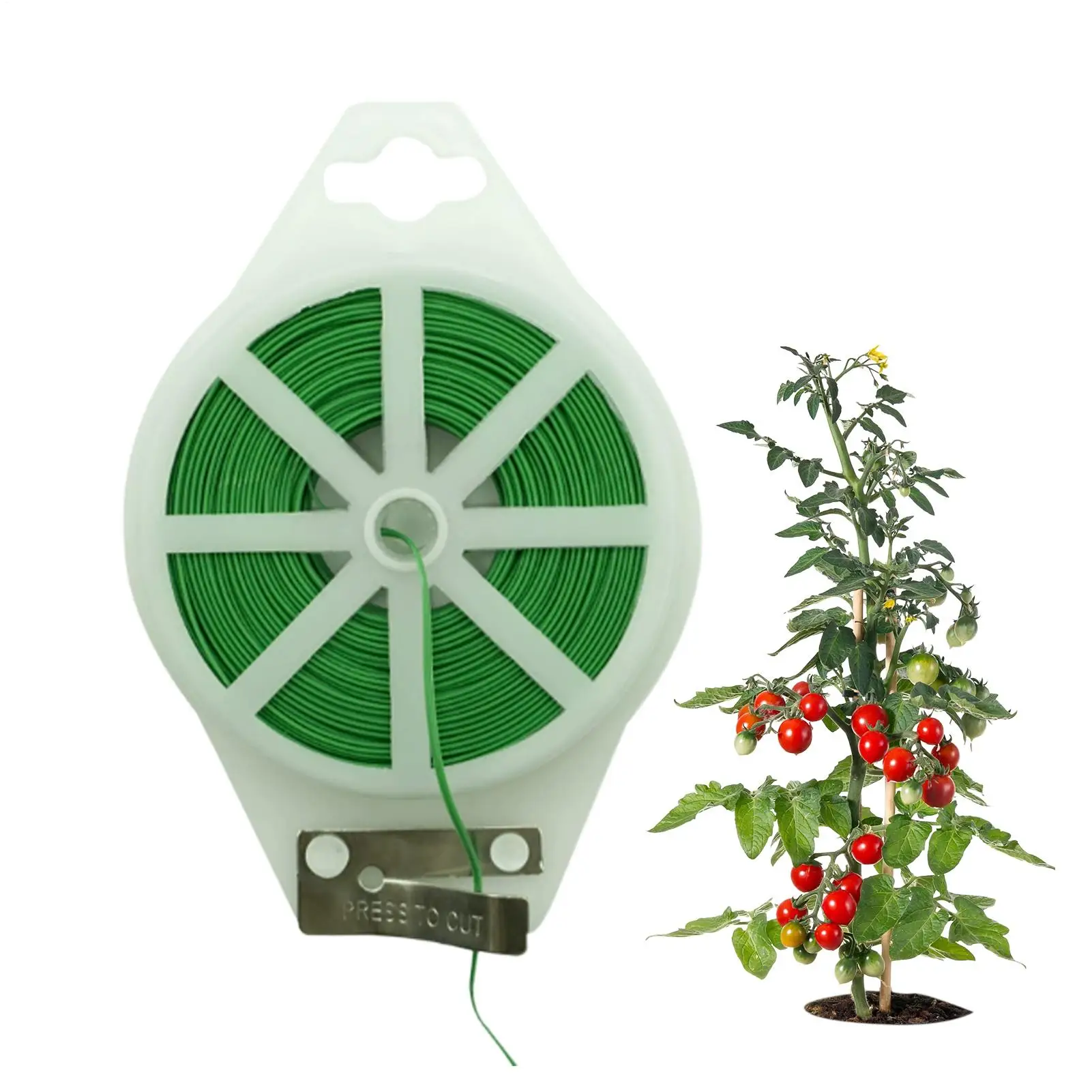 

100m Garden Plants Strapping Iron Wire Garden Plant Tie With Cutter Plant Flower Vine Climbing Support Cable String Wrap Tool