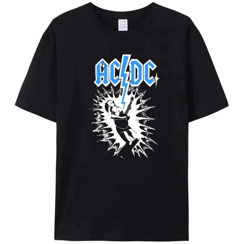 

comfortable men's AC-DC band hip-hop t-shirt music t-shirt casual guitar rock short-sleeved unisex top tour cotton shirt S-6XL