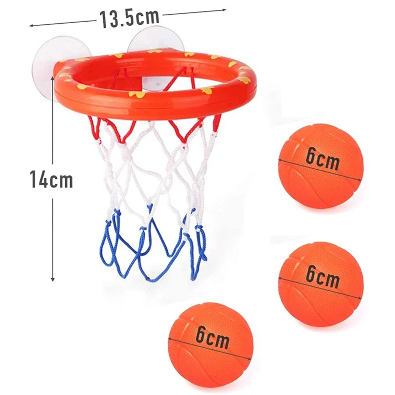 Mini banheira de basquete para crianças, Water Play Set com 3 Bolas, Brinquedos engraçados para banho de chuveiro, Educacional e Seguro, Bebê e Crianças