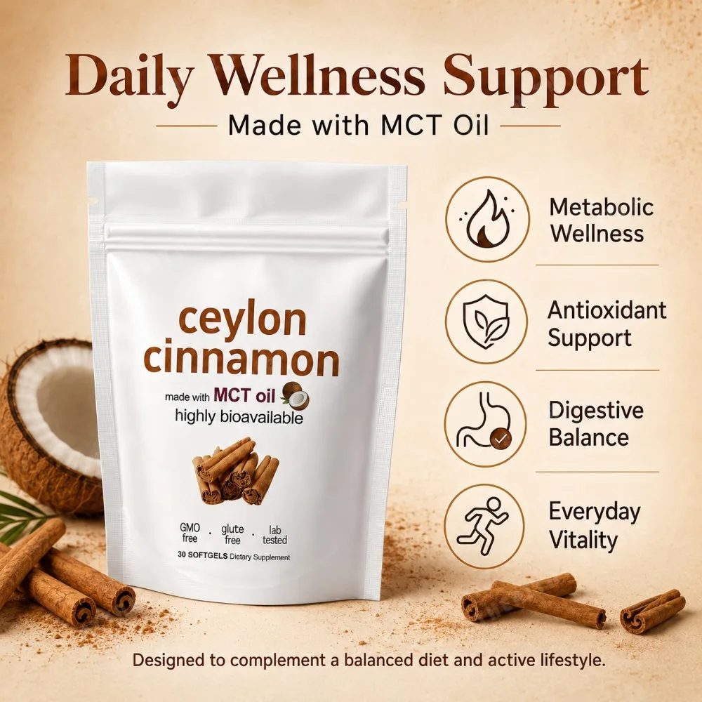 Ceylon Cinnamon 600mg 12-1 Extract Softgels 7200mg Equivalent MCT Oil Highly Bioavailable Daily Dietary Supplement 30 Softgels