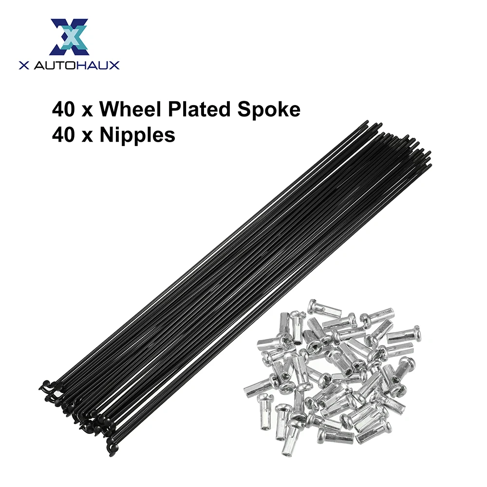 X Autohaux 40 Pcs Bicycle Steel Spokes 14G Bike Spoke 260mm 278mm 286mm 292mm 297mm 300mm Length with Nipples for Most Bicycle