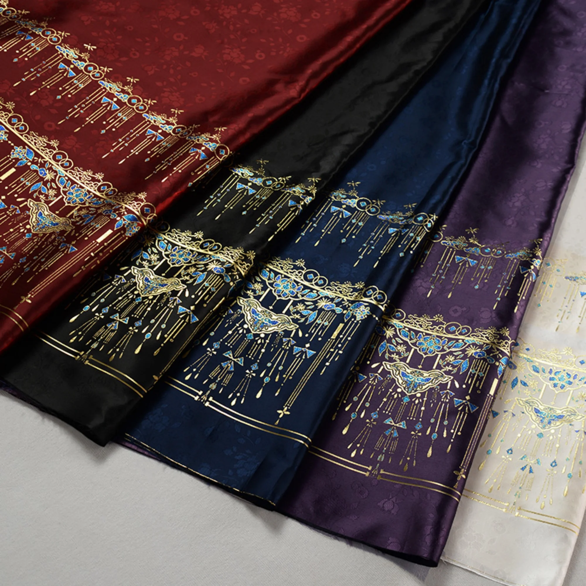 

140cm x 115 cm satin lace fabric,5 colors flower satin fabric,for DIY Ruskirt,for Chinese Hanfu
