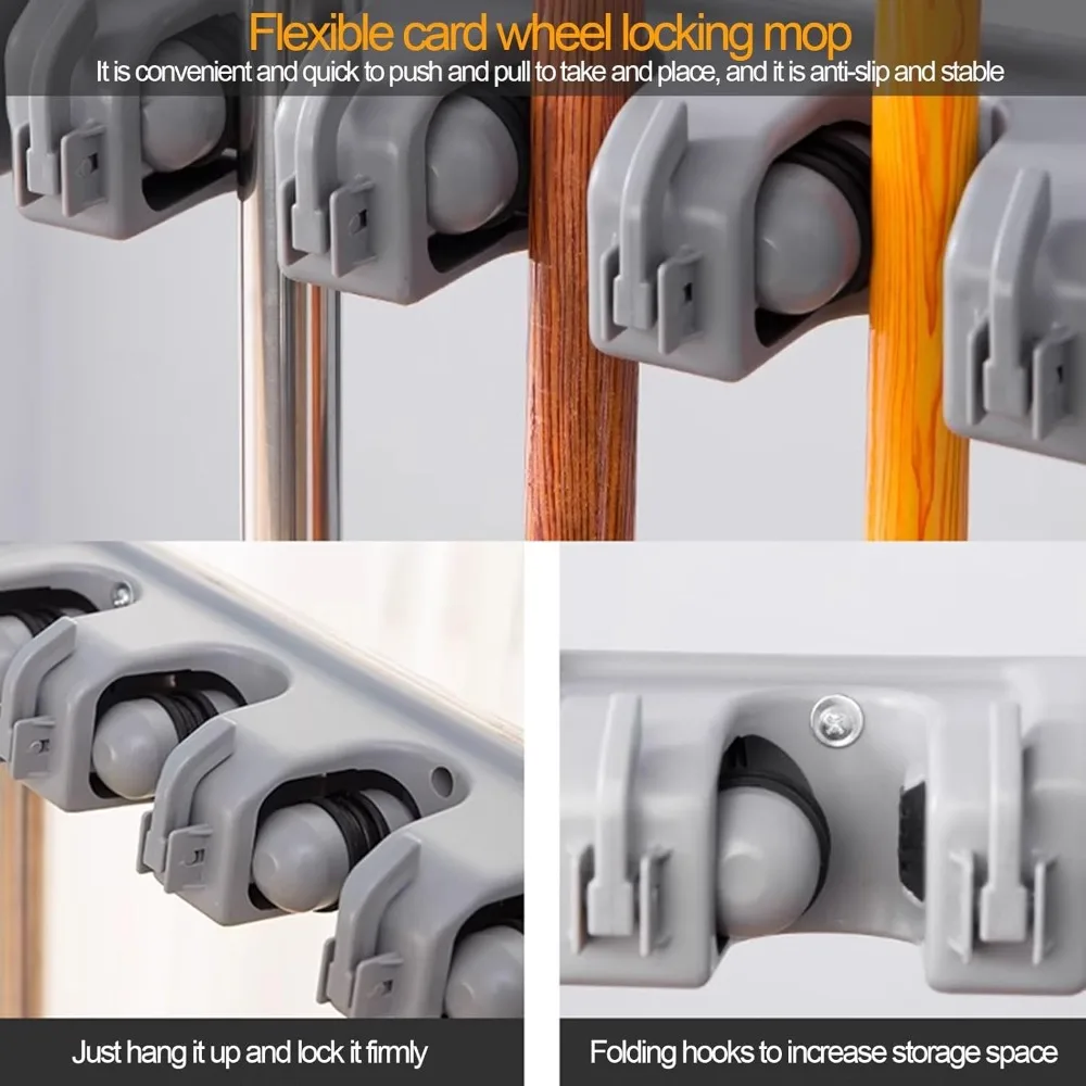 Tempat Pel dan Payung Portabel dari Baja Anti Karat dengan Penyimpanan untuk Peralatan dan Perlengkapan Kebersihan