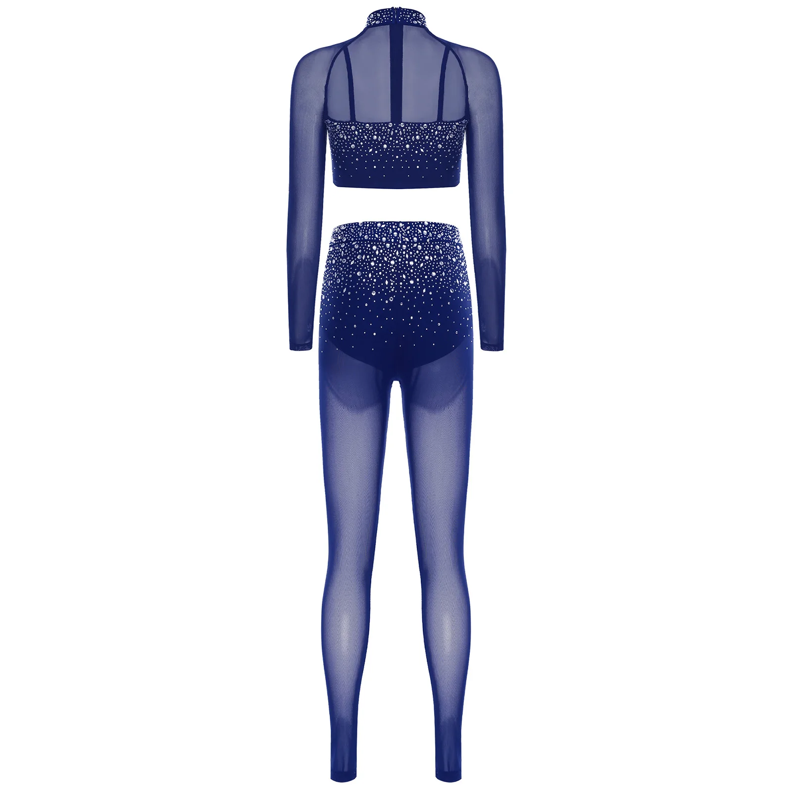 Traje de baile de patinaje artístico atlético para gimnasia rítmica para mujer, Tops de manga larga, traje de mallas para Ballet moderno, Ropa de baile latino