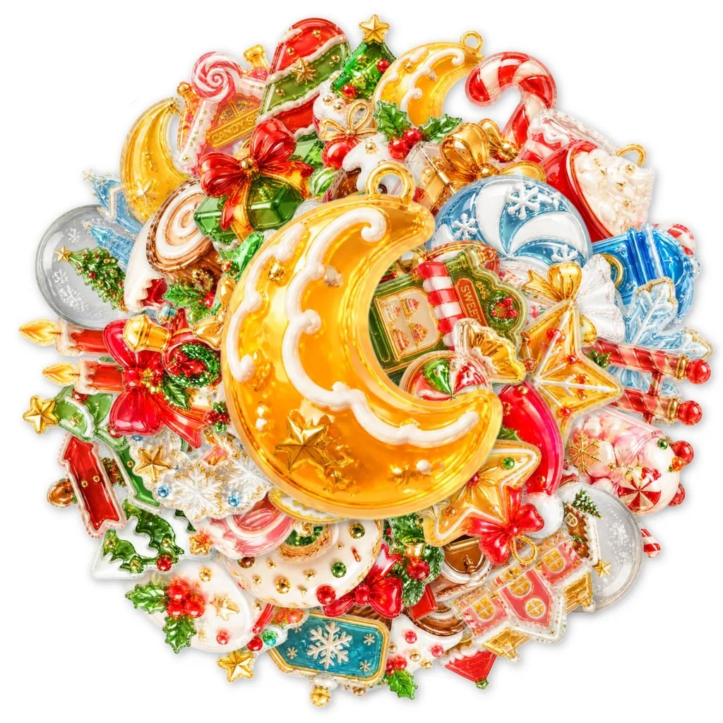 50Pcs Christmas Themed PET Clear Stickers, Festive Vibe Transparent Decals for Journal DIY Craft Golden Memory Stickers Store