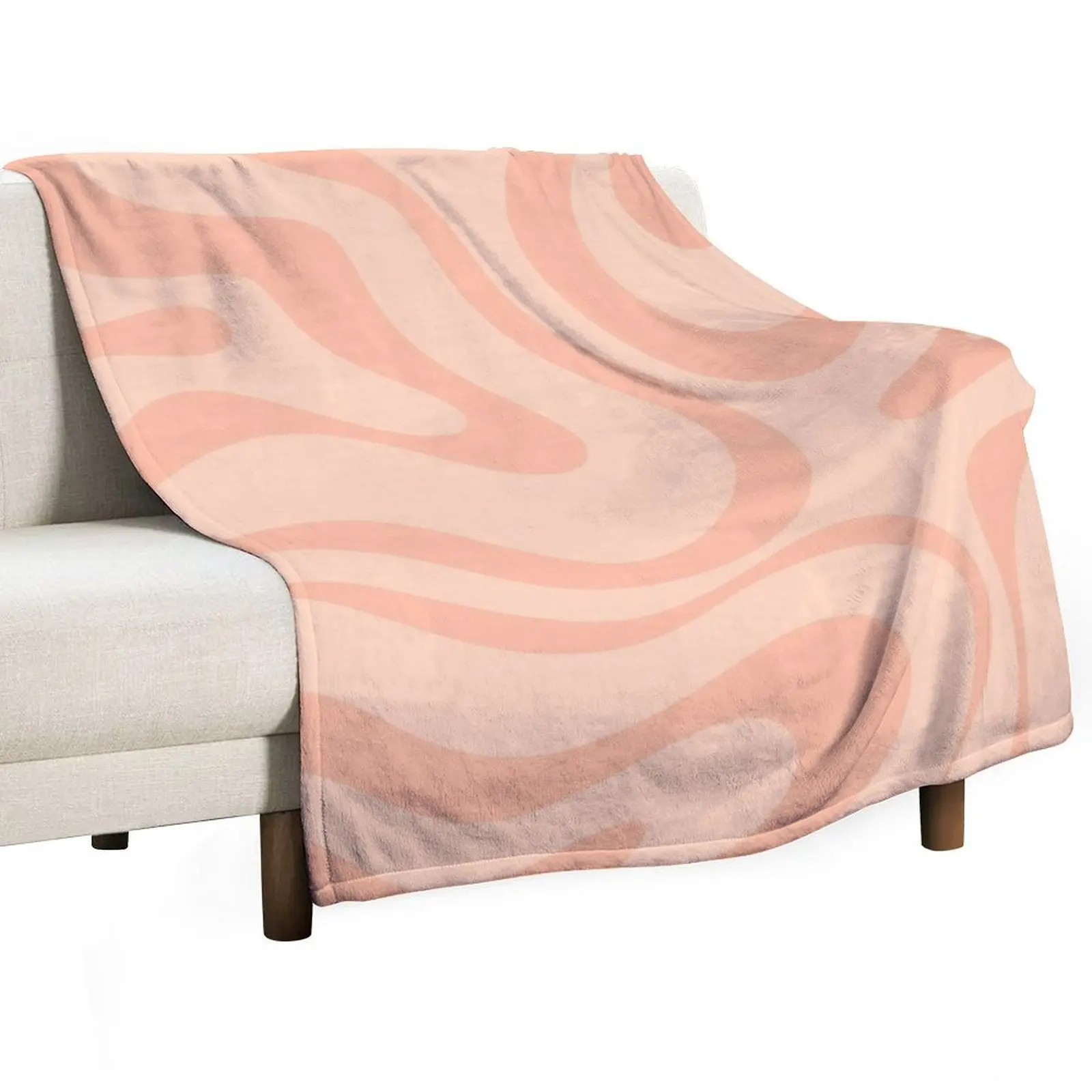 Modern Liquid Swirl Abstract Pattern in Pale Blush Pink Throw Blanket Thermals For Travel Sofas Loose Bed covers Blankets