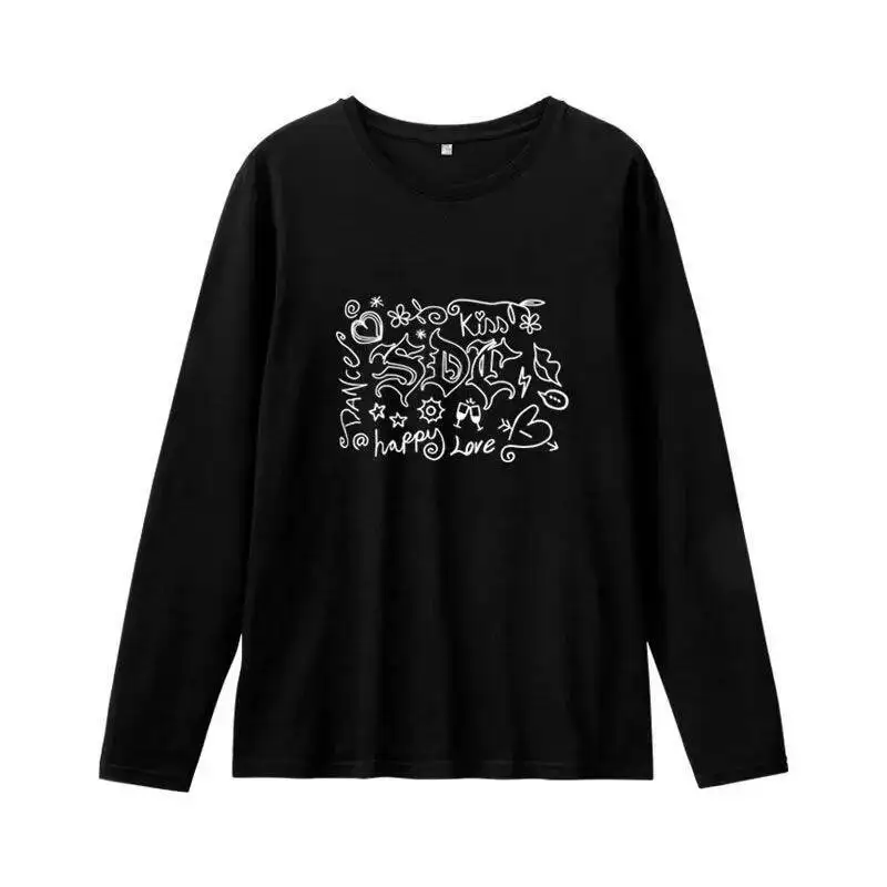 تي بوب الدراما التايلاندية الجديدة BetweenUsTheSeries حتى Sun Boun Prem BounPrem زي طالب فضفاض غير رسمي طويل الأكمام تي شيرت هدية