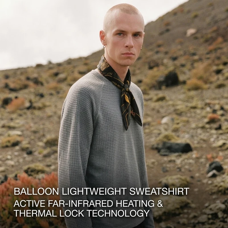Men's Soft Warm Long Sleeve Tee High Elasticity Crewneck Sweatshirt Outdoor Athletic Base Layer Lightweight Thermal Top