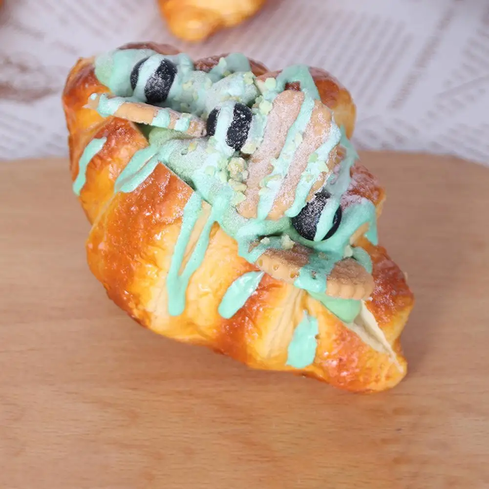 Simular pão squeeze brinquedo artificial croissant sobremesa falso comida decoração bolo modelo mesa de chá decoração brinquedos para aliviar o estresse