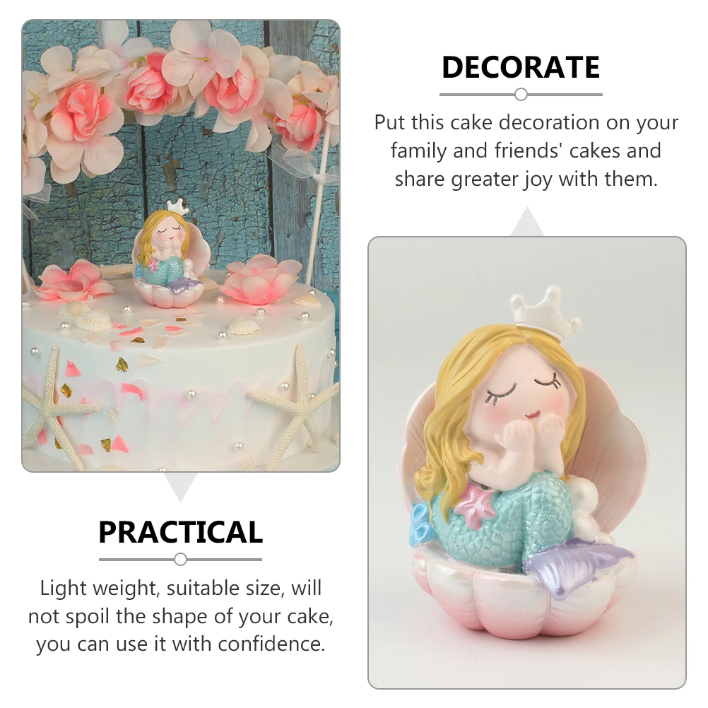 

Mermaid Cake Resin nament Lovely Shape Cartoon Cake nament for Cakes Tabletops Party Accessories Mini Size Craft