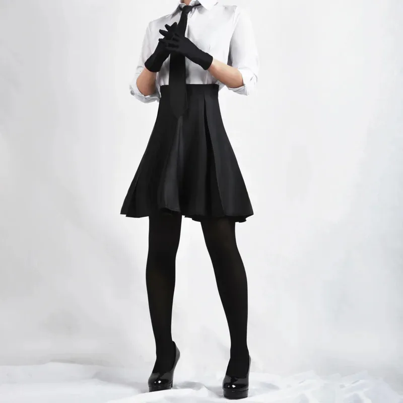 Akiko Yosano Cosplay Bungo Stray Dogs Costumes Sexy Insane Uniform Shirt Skirt Tie Wig Glove Stocking Costume for Women C GJb;4.
