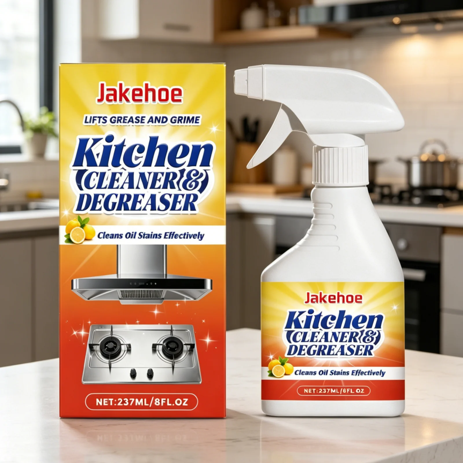 Jakehoe Kitchen Cleaner Degreaser Spray Remove Heavy Grease Dissolve Stubborn Oil Stains Grease Cutting Gentle Degreaser Spray