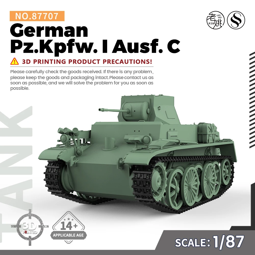 

SSMODEL SS87707 1/87 HO Scale Railway Military Model Kit German Pz.Kpfw. I Ausf. C