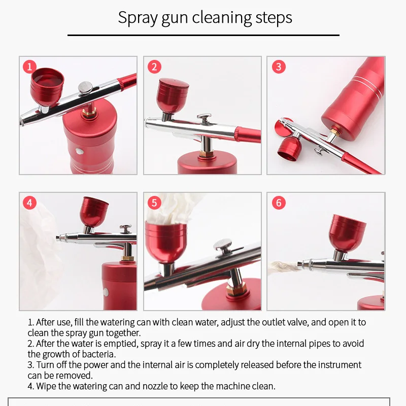 Mini Kit de compresseur d'air de pulvérisation d'oxygène, brosse à Air, pistolet de pulvérisation, processus de tatouage des ongles, outil de pulvérisation Nano