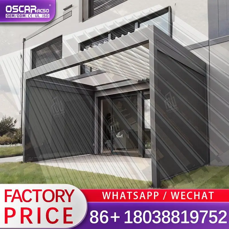 

Электрический настенный водонепроницаемый биоклиматический алюминий 6x4 с жалюзи для патио, сада, задней двора, беседки