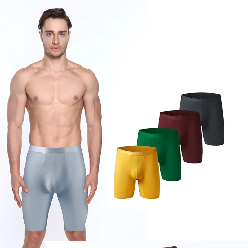 2022 Summer Mens Boxers Ice Silk Men\'s Underwear Sports Running Plus Long Anti-wear Leg Pantpant Cool and Refreshing Knickers