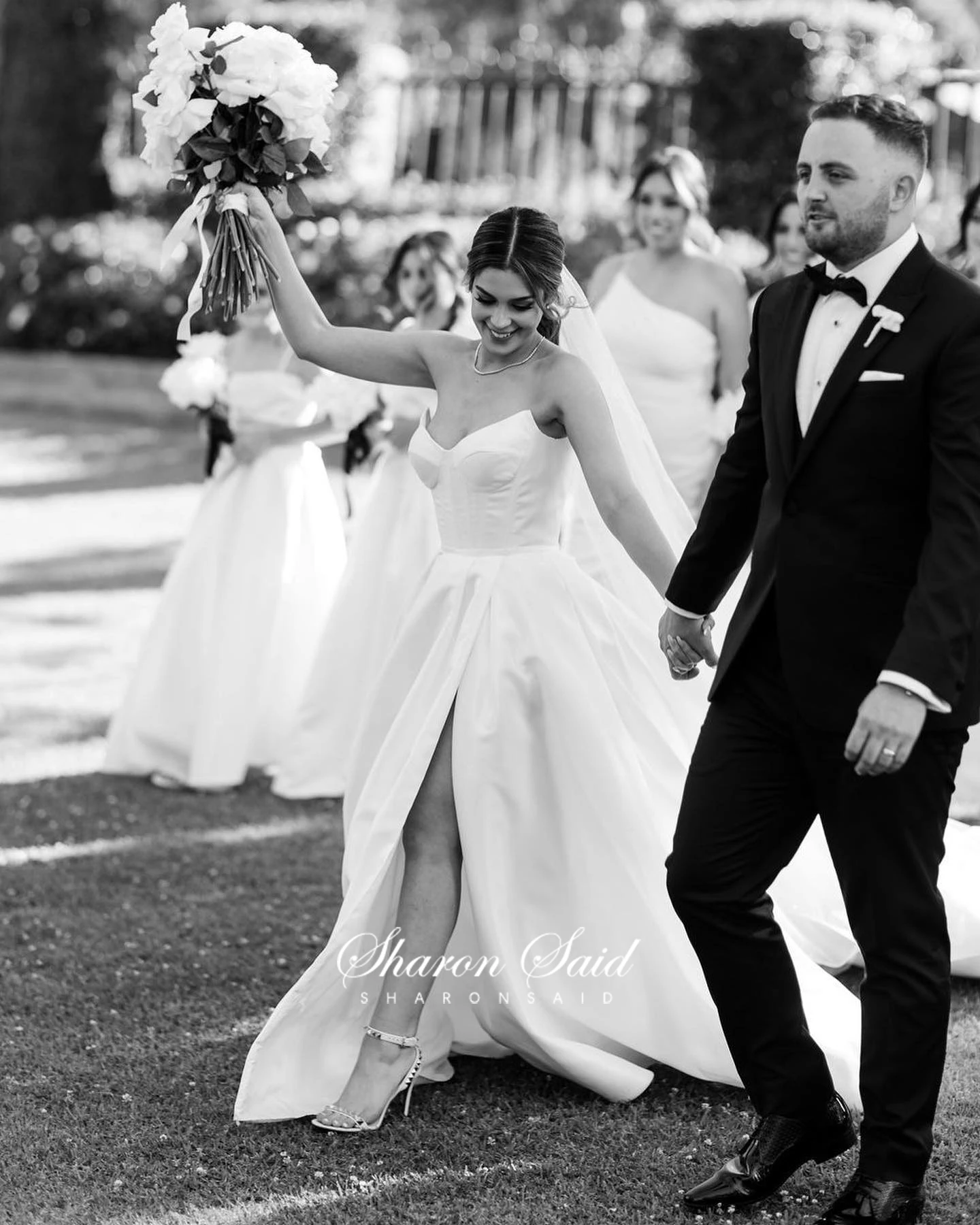 

Sharon Said Luxury High Slit Satin Wedding Dress for Women Elegant Sweetheart Bride Dress 2025 Vestido de Novia SW005 Customize