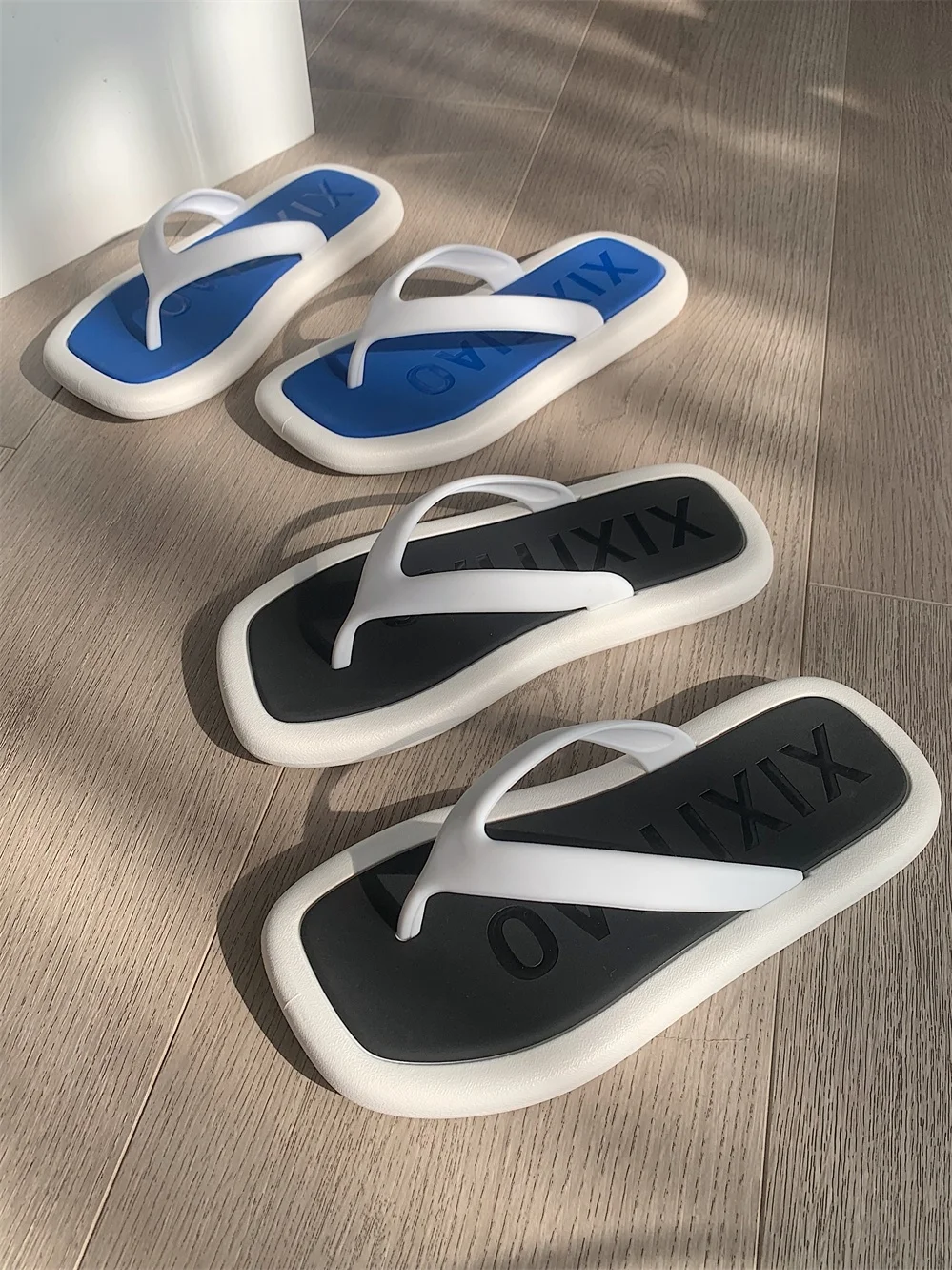 Couples Casual Outwear Flip Flops Summer Slipper Women Ins Tide Anti Slip Soft Sole Fashion Men's Contrast Color Beach Shoes