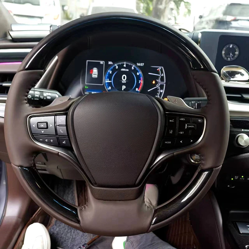 For Lexus ES GS LS RX Modified Bamboo Wood And Leather Sport Steering Wheel With Horn Shell