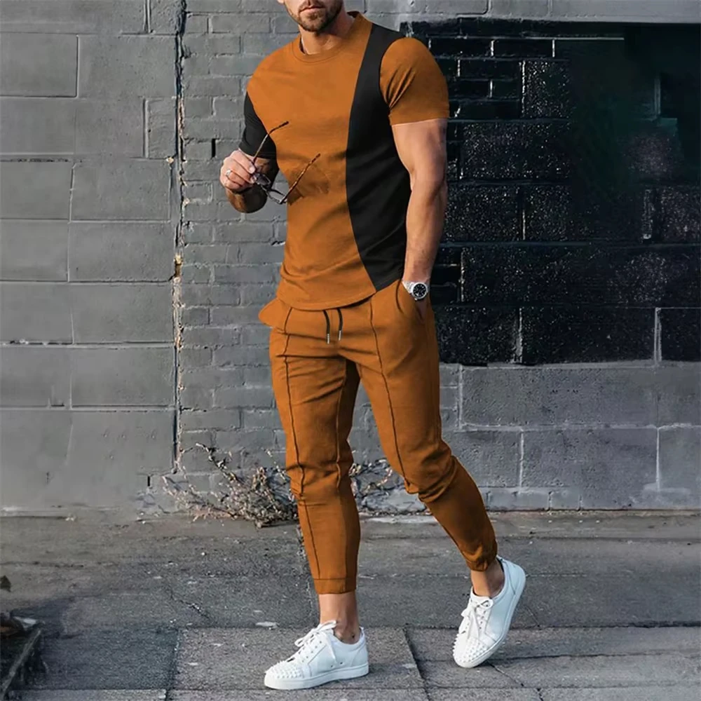 Men T Shirt Pants 2 Piece Sets Sportswear Print Bad Boy O Neck T Shirt+Long Pants Suit Tracksuits Sweatpants Outfits Men Clothes