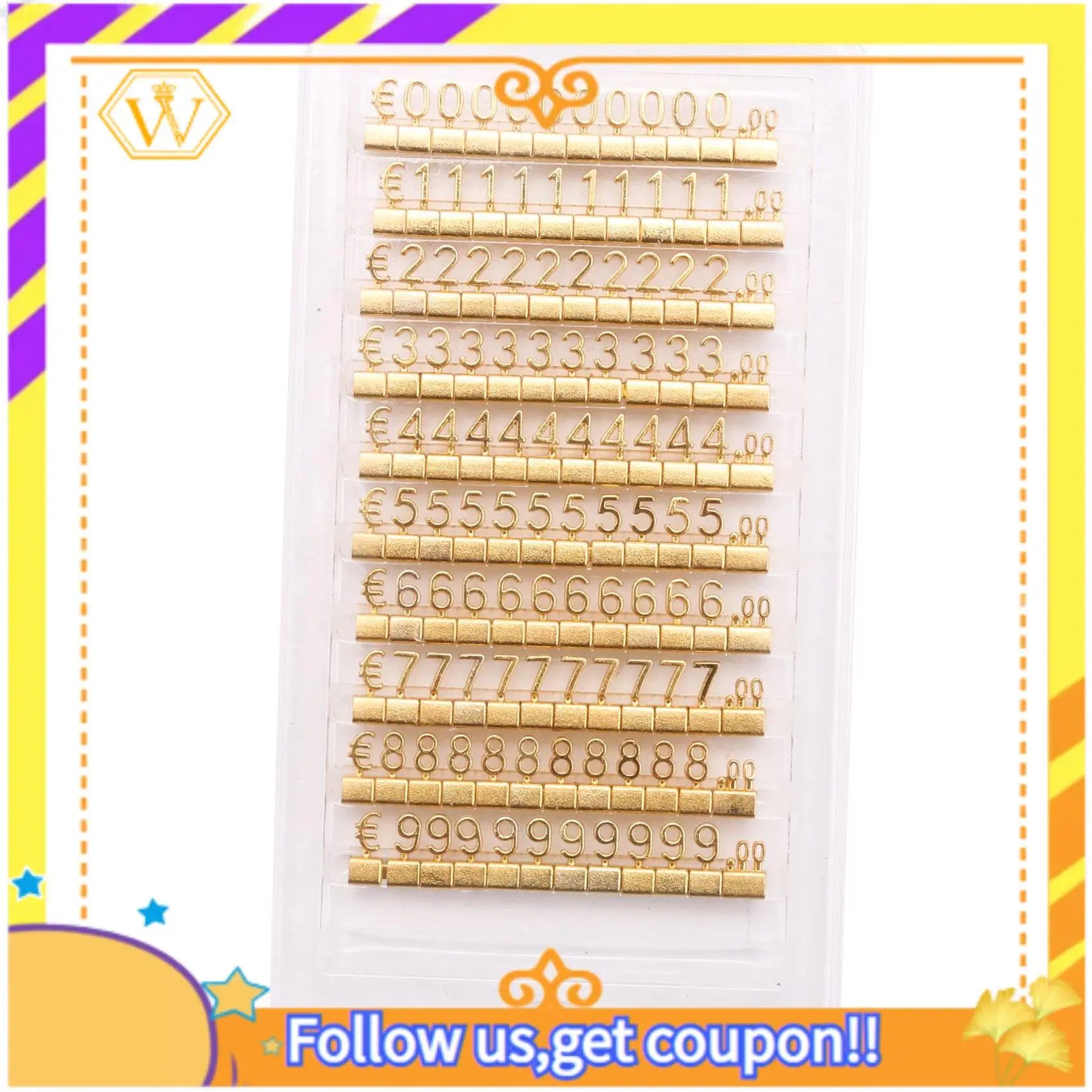 A01K-10 Sets 3D Metal Shelves Adjustable Price Square Kit For Shop Display Jewelry Watch Shop Office Display Price Label Gold