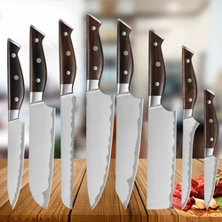 Household Stainless Steel Kitchen Knives Set Wood Handle Chef Knife Kitchen Meat Cleaver Butcher Boning Knife Slicing Knife