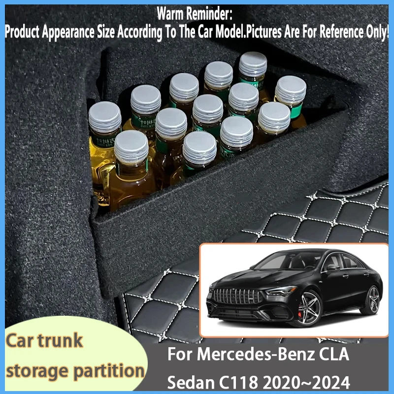 

For Mercedes-Benz CLA Sedan C118 2020~2024 Car Organizer Trunk Side Partition Trunk Interior Storage Box Parts