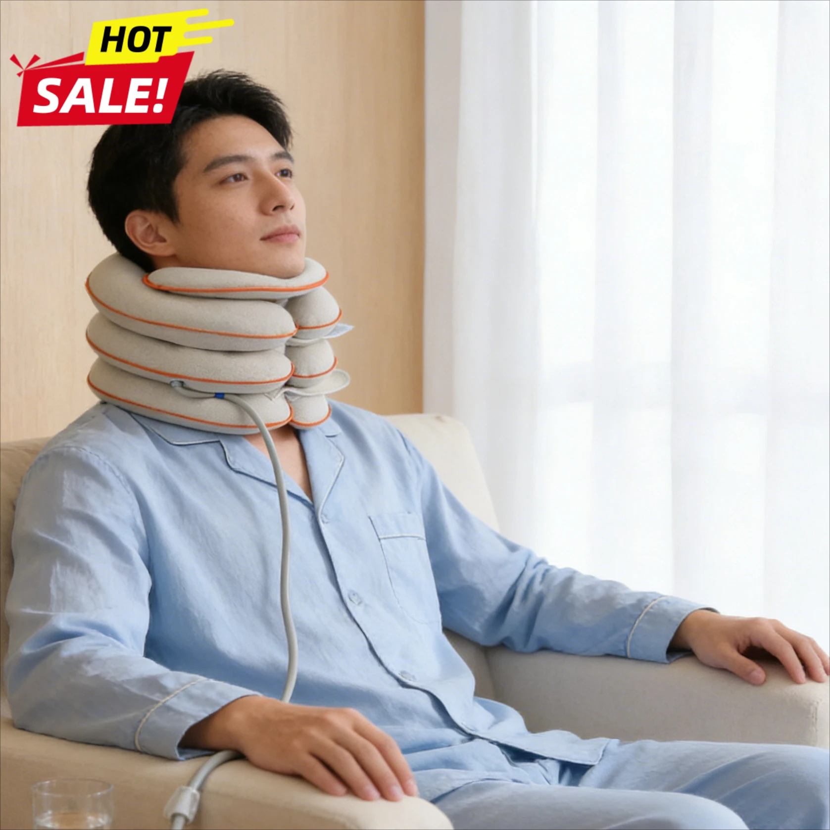Portable Inflatable Cervical Traction Brace Neck Pain Relief Tool for Chronic Neck and Shoulder Discomfort Improve Spine Durable
