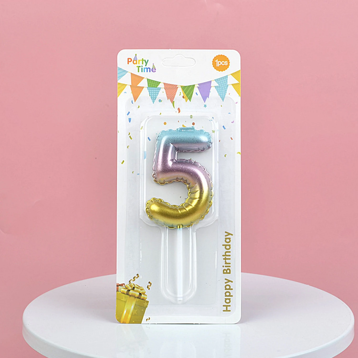 1 PC Kreatywne świeczki cyfrowe Kolorowa świeczka Dekoracja tortu urodzinowego Gradient Cake Love Topper Party Supplies