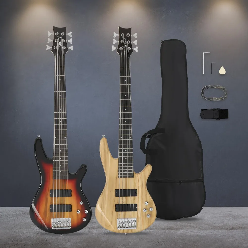 Under 44-Inch 6-String Electric Bass Guitar with Bag and Tools