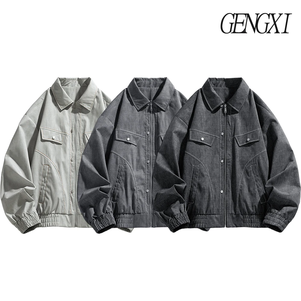 

Американская винтажная куртка Detroit Workwear с несколькими карманами, Новое поступление, осенне-зимняя ветрозащитная теплая джинсовая куртка с воротником