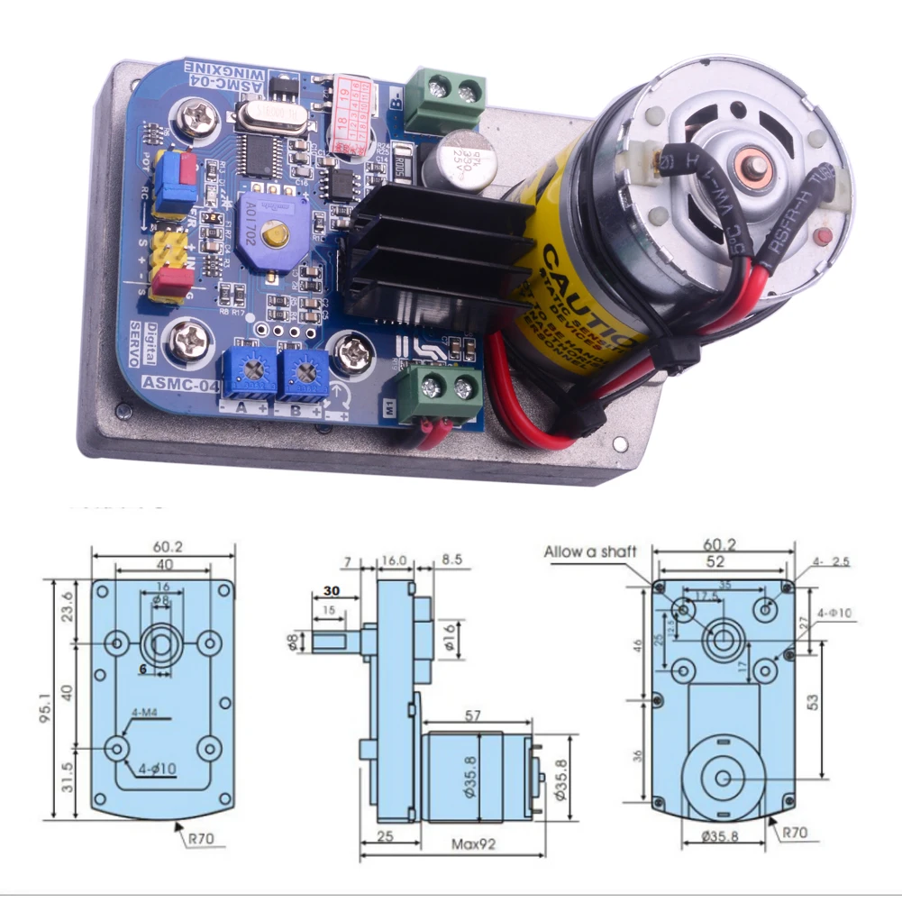 ASMC-04B 180kg.cm RC Servo High Power High Torque + Arm Plate Large Robotic Manipulator Servo Motor For RC Car Quadcopter Boat