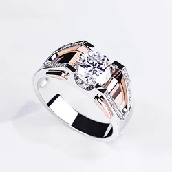 Imitation of the United States imported D-color Moissanite ring two-color ring personality atmosphere men's ring