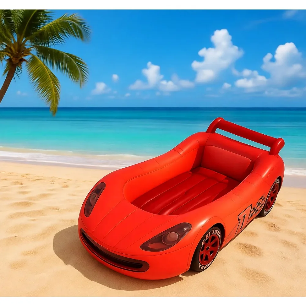 

Надувная кровать-машинка со светодиодной подсветкой для малышей, для путешествий, сна и ночевок, возраст от 2 до 6 лет