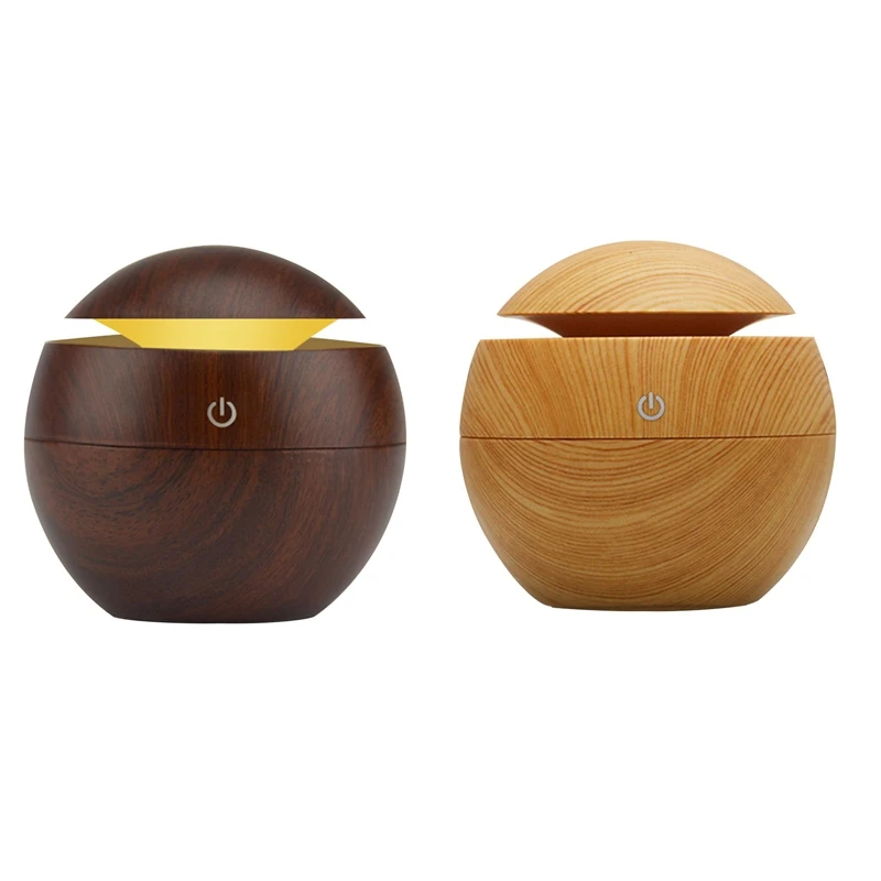 2 Pcs USB Aroma Humidifier Essential Oil Diffuser Ultrasonic Cool Mist Humidifier Air Purifier 7 Color Change LED Night Light Fo