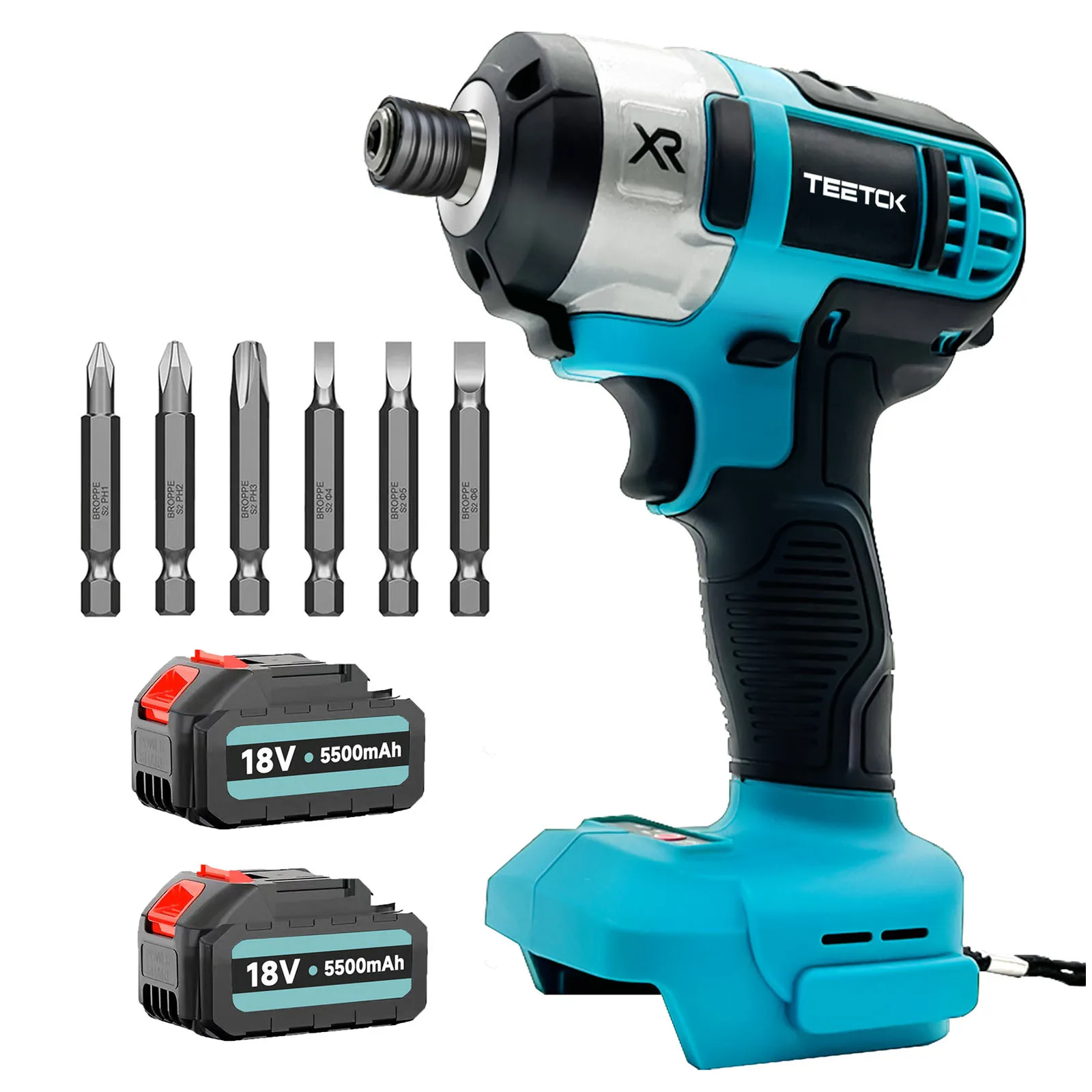 Impact Driver, Cordless Brushless Impact Drill Driver, with with 2x 5.5Ah Battery, for Small Car Tire Unload Installation