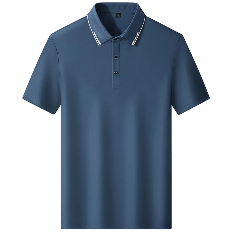 Koszulka polo mężczyźni lato nowy wysokiej jakości męska koszulka polo z krótkim rękawem bawełniany pasek mężczyzna business casual koszulka polo