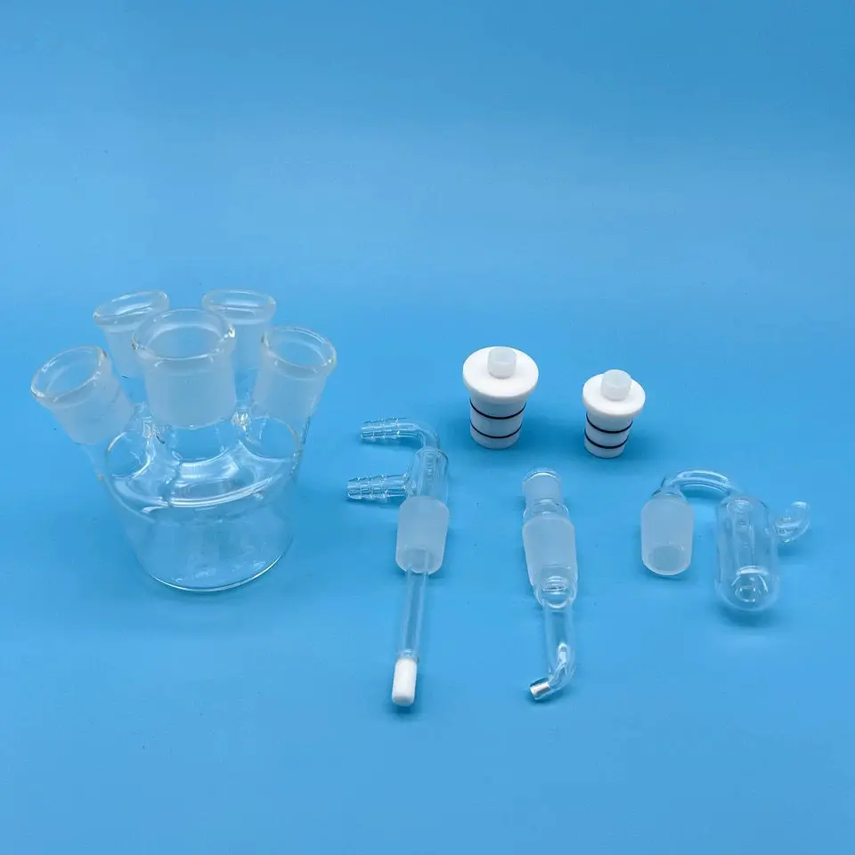Professional 5-Neck Sealed Electrolysis Cell (50ml to 500ml) for Lab Research, Redox Reaction Electrochemical Synthesis