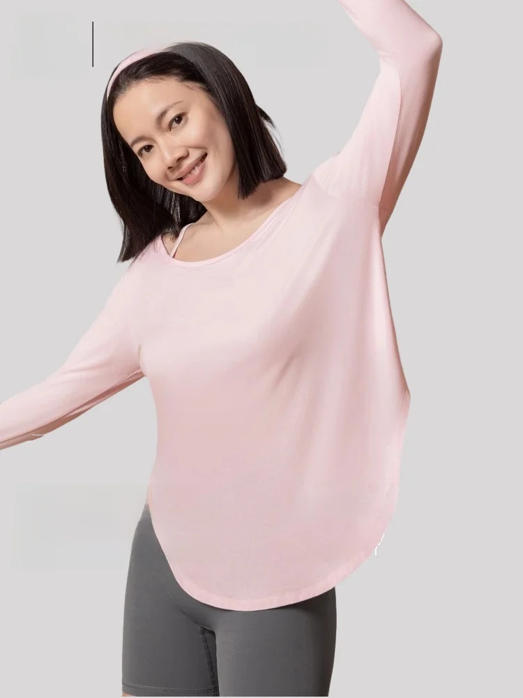 

Женская спортивная футболка с длинным рукавом, свободного кроя, высокоэластичная, дышащая, для бега и фитнеса, влагоотводящая, летняя