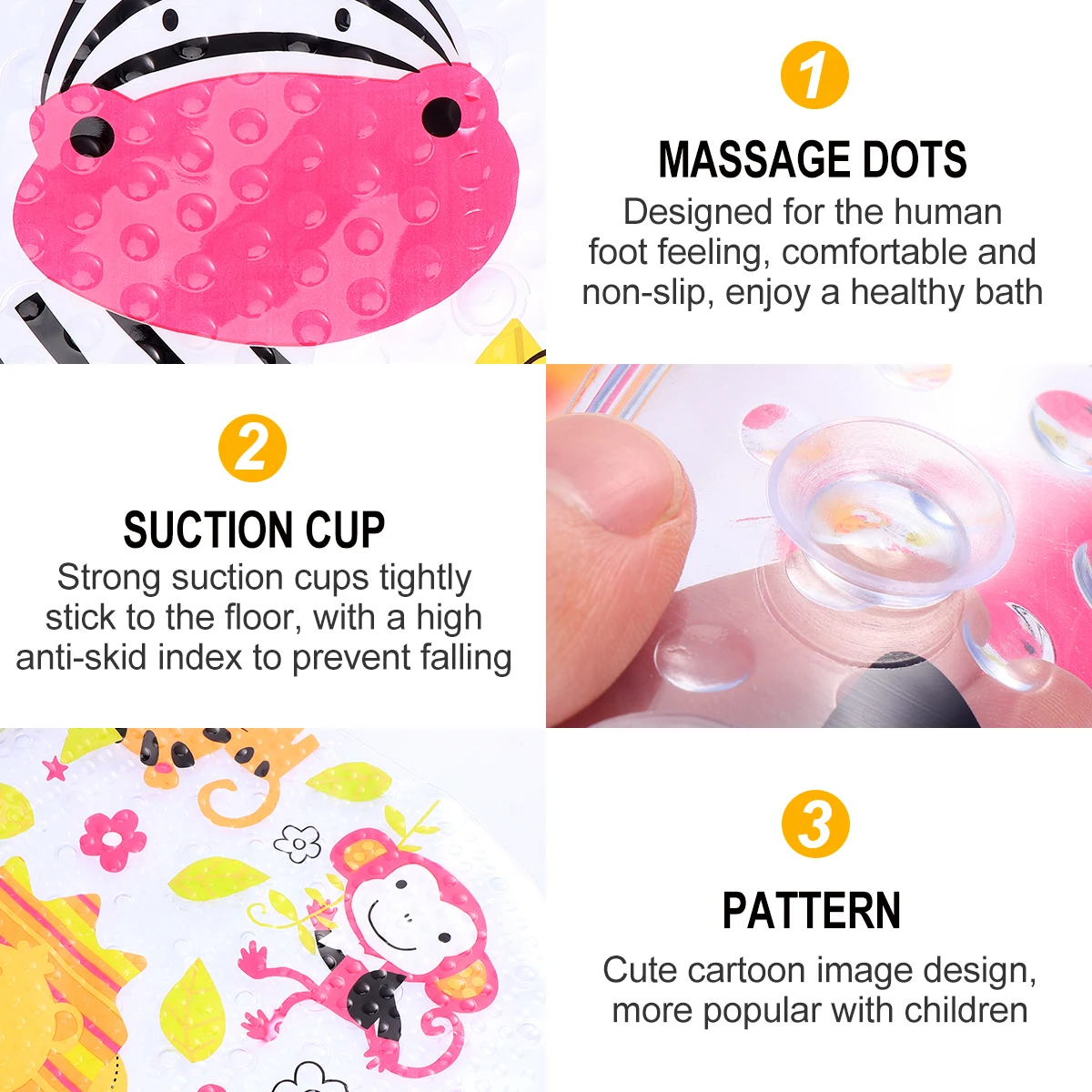 

1pc Creative Cartoon Pvc Bathroom Floor Nonslip Washable Comfortable Anti-Fatigue Mat For Kitchen Hallway Hotel Spa Home