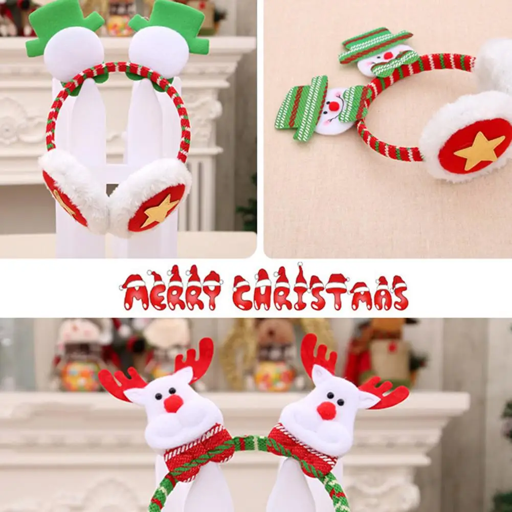 عيد الميلاد الديكور عيد الميلاد عقال سانتا الرنة قرون عقال غطاء للأذنين فستان الحفلات أفخم رباط شعر أحمر غطاء للأذنين #4