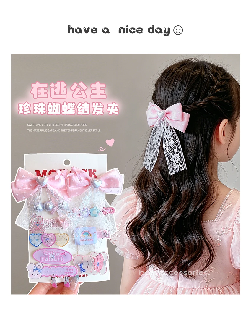 2026 Neue Kawaii Haarspangen-Set für Babymädchen – Süße Hasen-, Herz- und Schleifen-Haarspangen, die das Haar nicht verletzen, für Kleinkinder, Mädchen, Party, Verkleidung, Geschenk – Detail 1