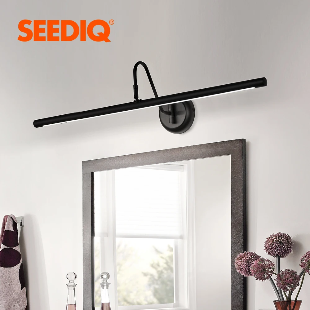 Seediq Modern Led Wall Light Wall Mounted Black Bathroom Mirror Light AC85-265V Indoor Wall Lamps 16 22W Long Picture Light