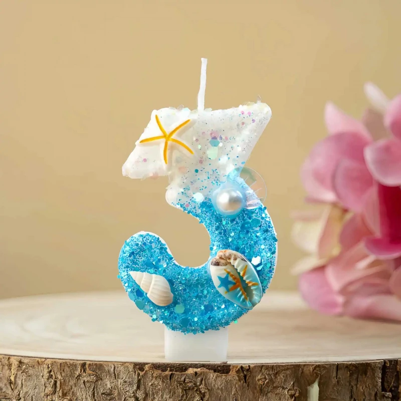 Shell-shaped Starfish Digital Birthday Candles, Perfect for Ocean-Themed Parties and Children’s Summer Beach Cake Decorations view 6